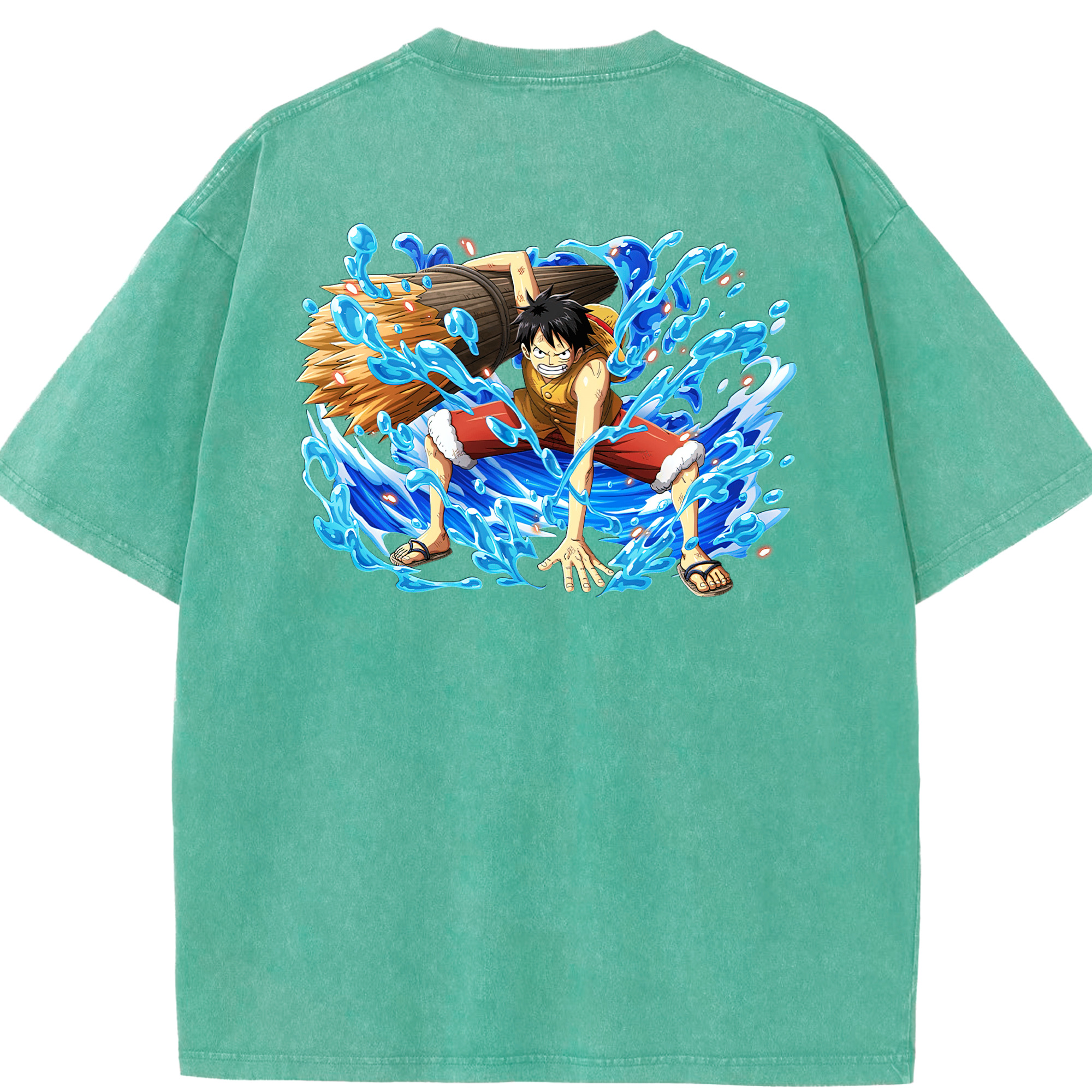 ワンピース モンキー・D・ルフィ ONE PIECE Monkey D. Luffy 綿100% ヴィンテージ風 半袖Tシャツ（背面プリント）